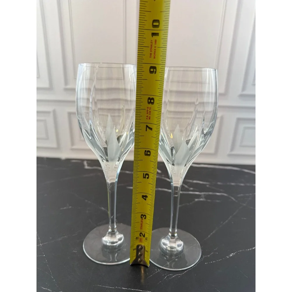 Mikasa Crystal Flame D'Amore Wine Glasses Set of TWO MINT! 9in.